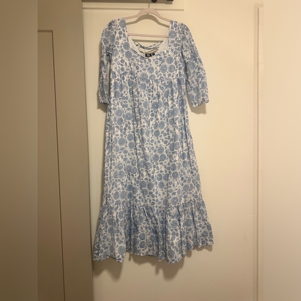 Madison Matthews blue midi dress